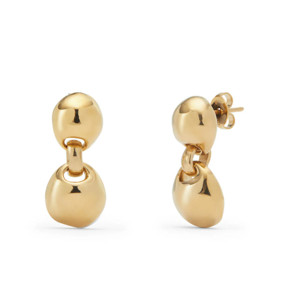 UNOde50 Gold Earrings Two Beads Earrings
