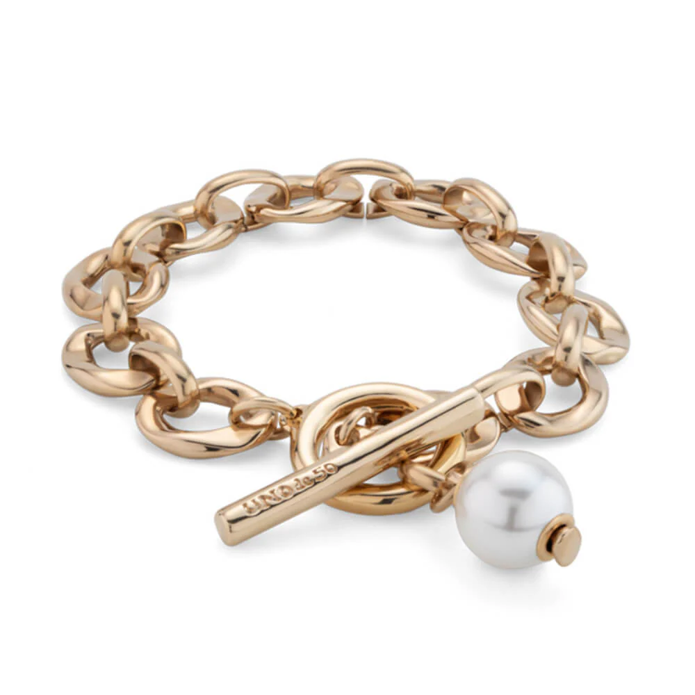 UNOde50 Gold Pearl Link Bracelet