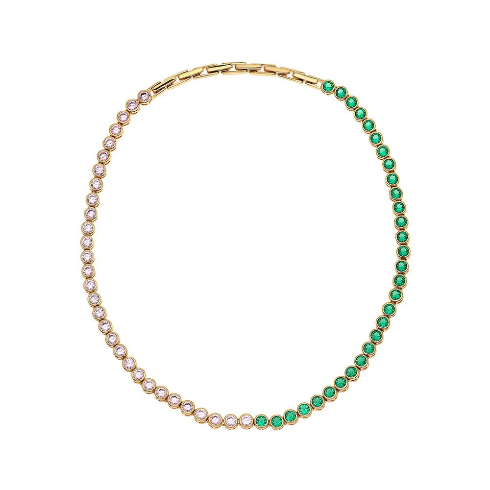 Amelia Scott Gold Dotty Tennis Blush Pink & Emerald Green Necklace