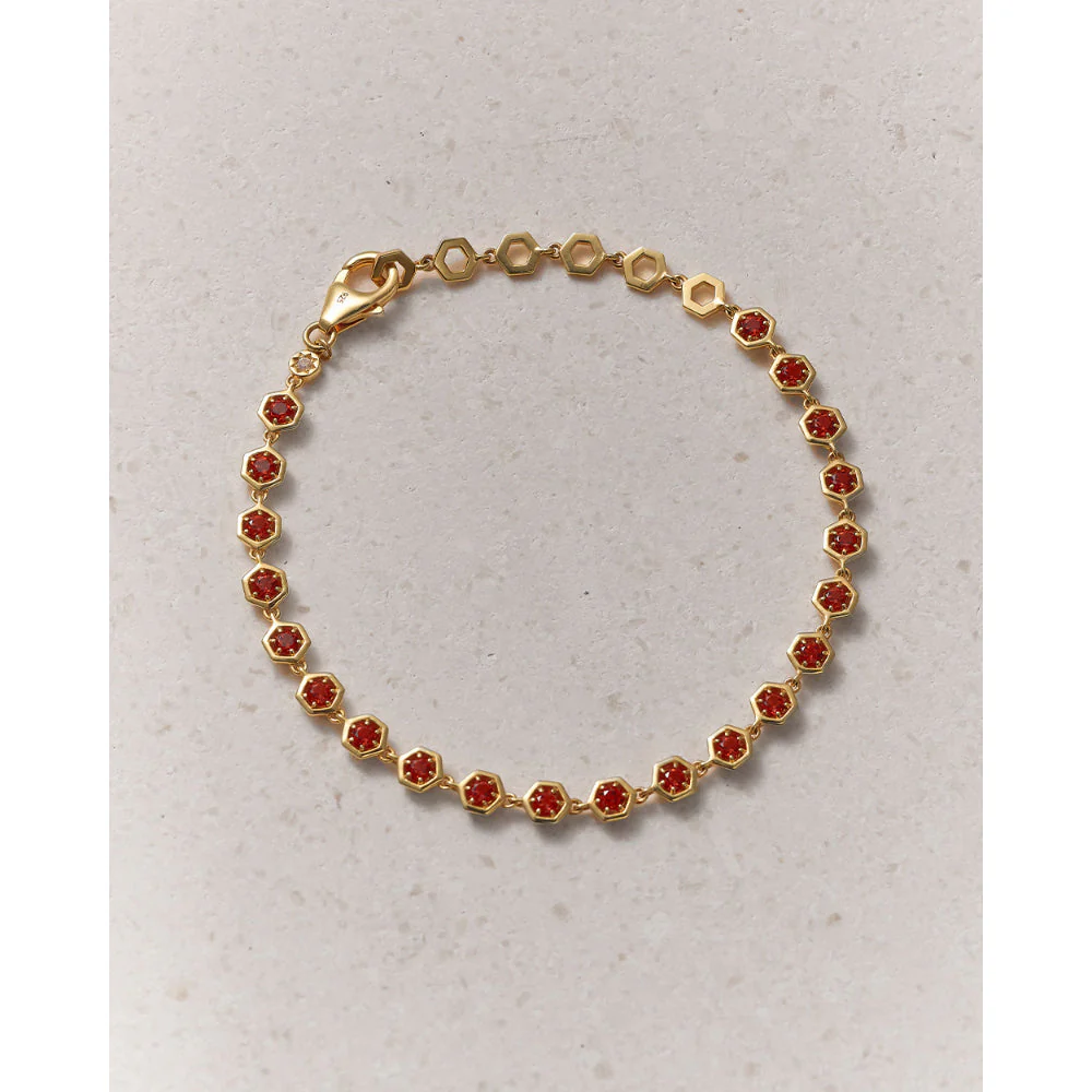 Astley Clarke Gold Deco Red Garnet Tennis Bracelet - Image 4