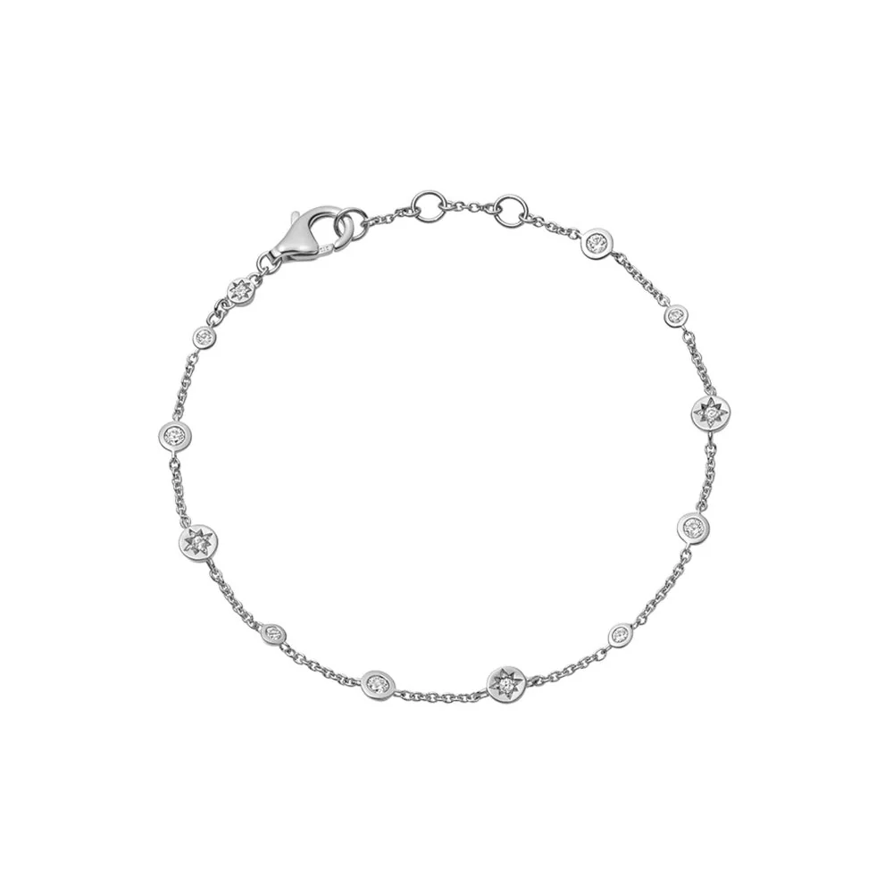 Astley Clarke Silver Polaris North Star Sapphire Station Bracelet