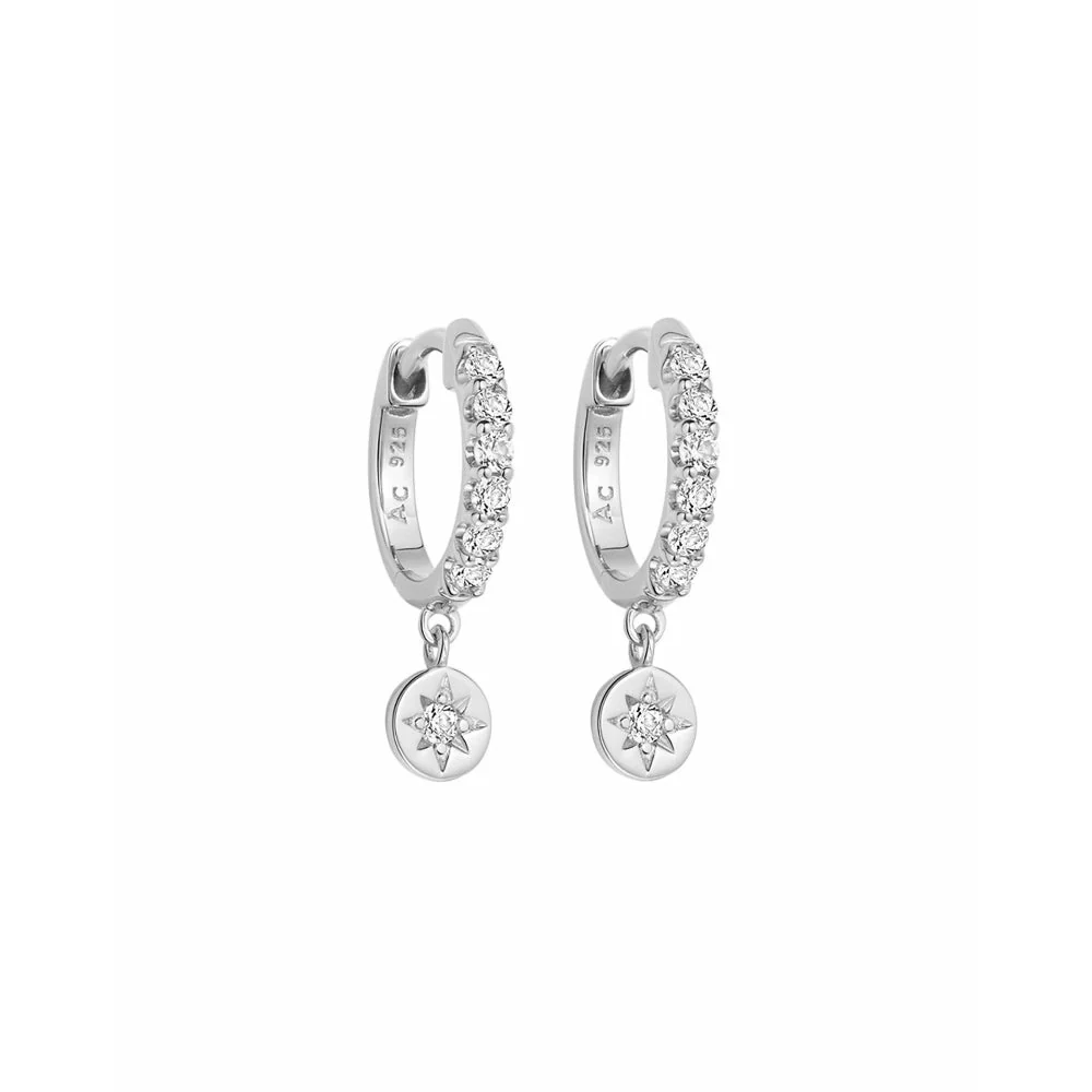 Astley Clarke Silver Polaris White Sapphire Huggie Earrings