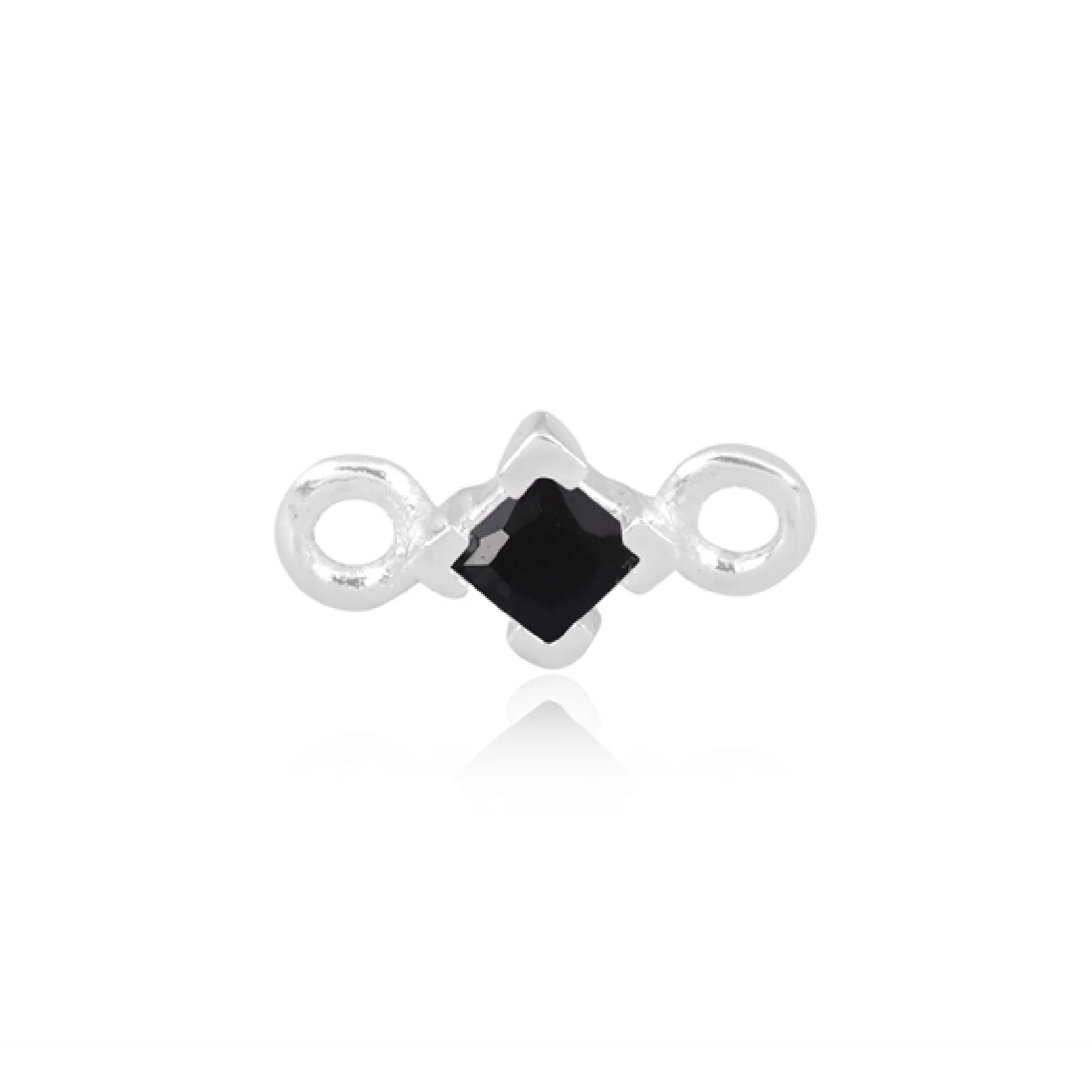 Mococo Welded Forever Sterling Silver Black Square CZ Connector