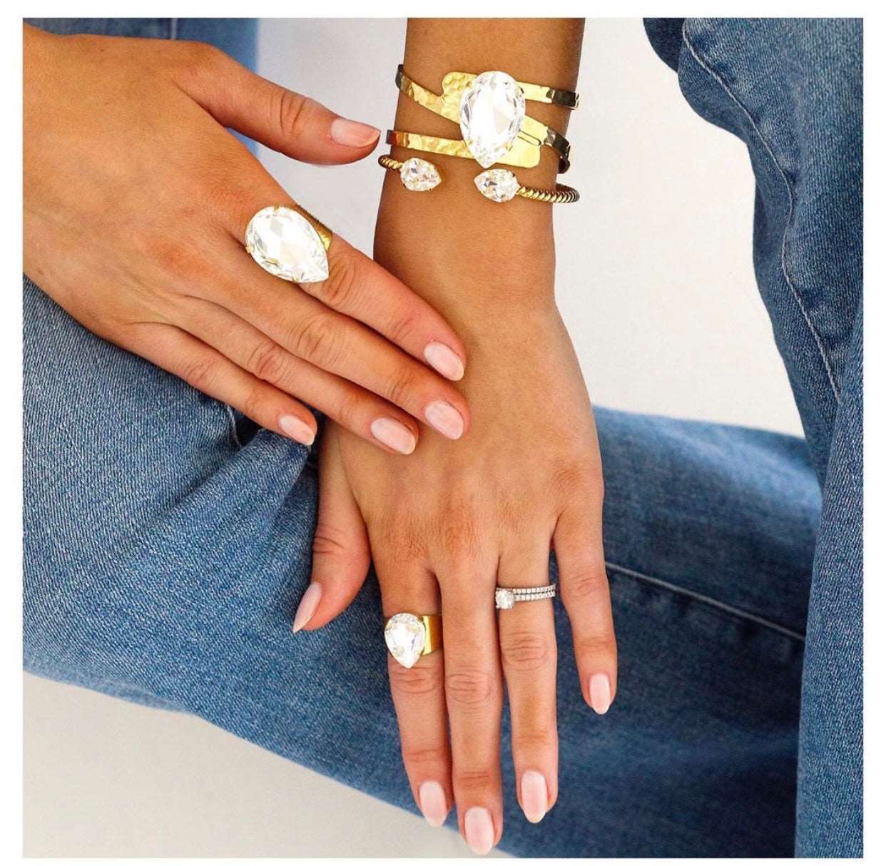 Caroline Svedbom Gold Classic Drop Crystal Ring - Image 3