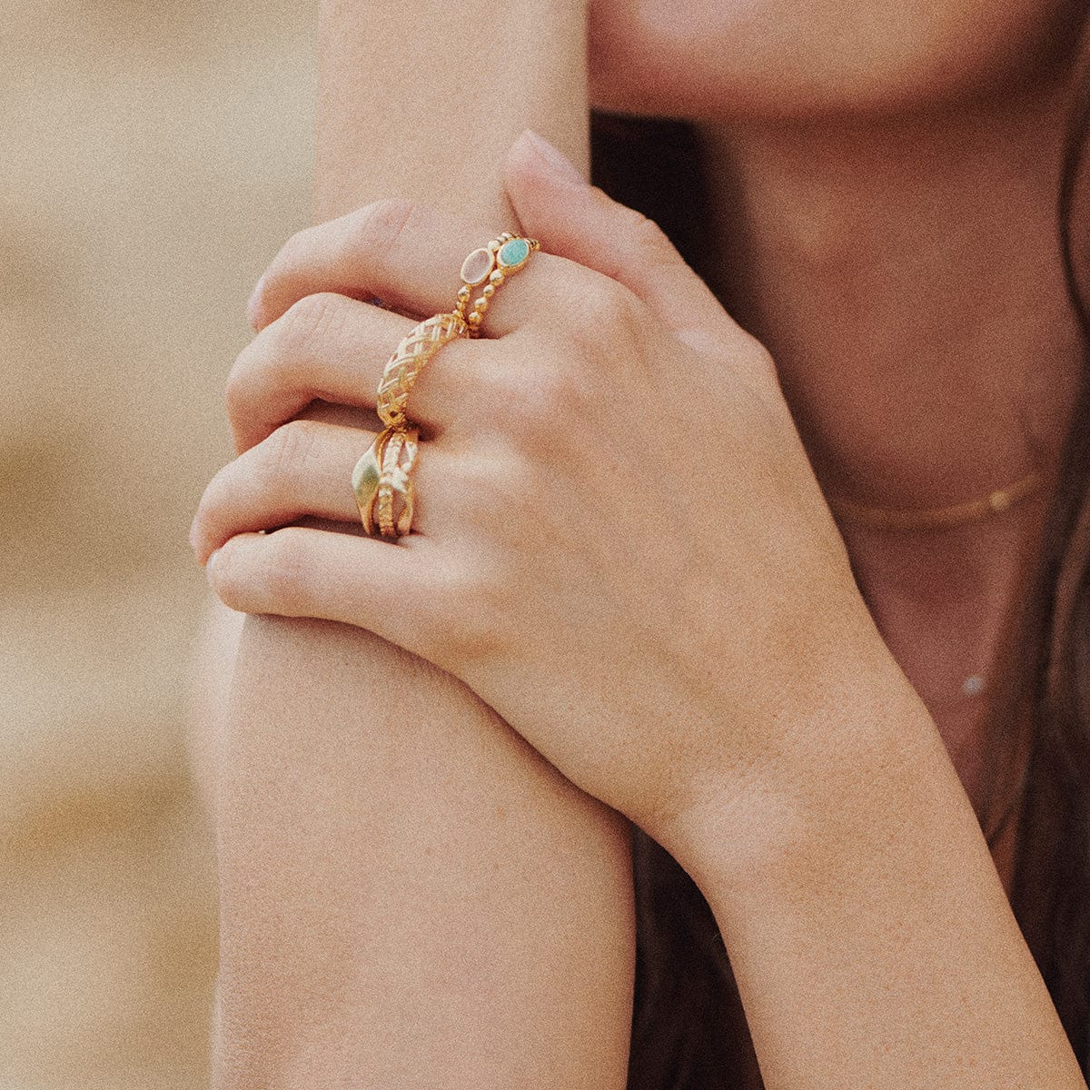Daisy London Gold Healing Stone Ring - Image 3