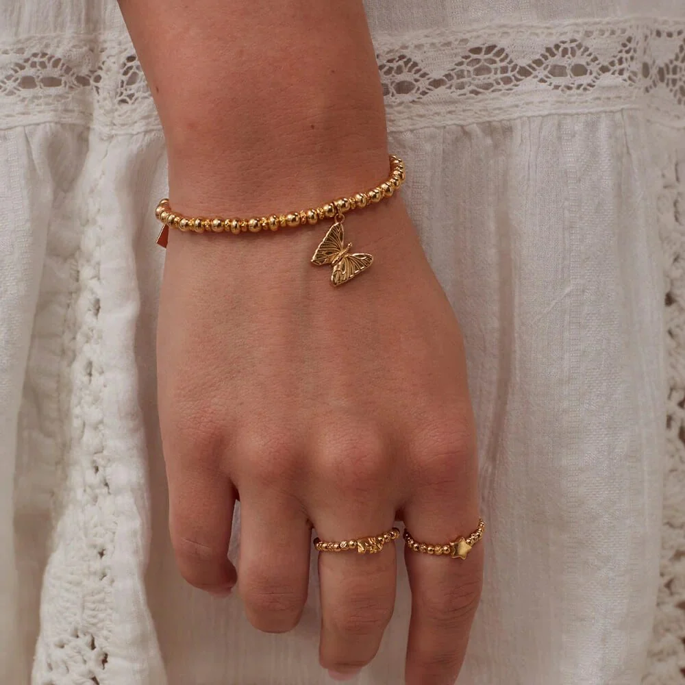 ChloBo 18CT Gold Plated Didi Sparkle Butterfly Bracelet - Image 5