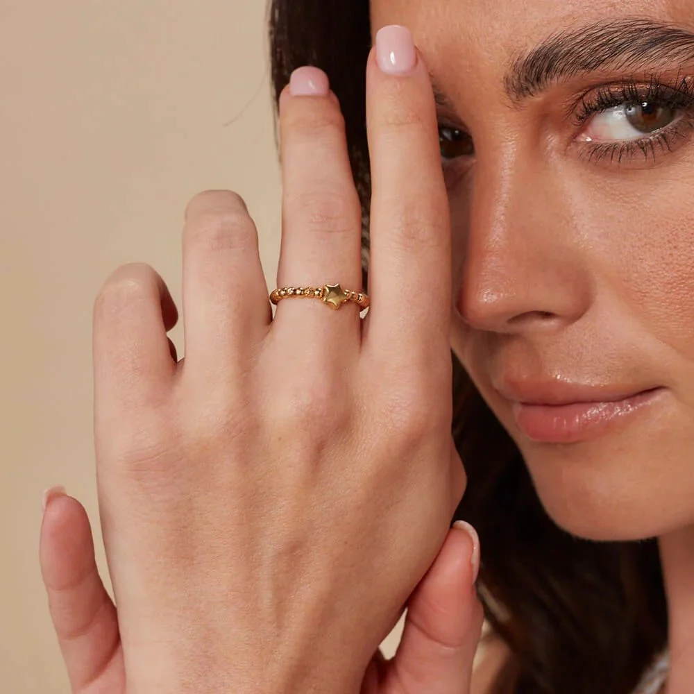 ChloBo Gold Plated Inset Star Ring - Image 3