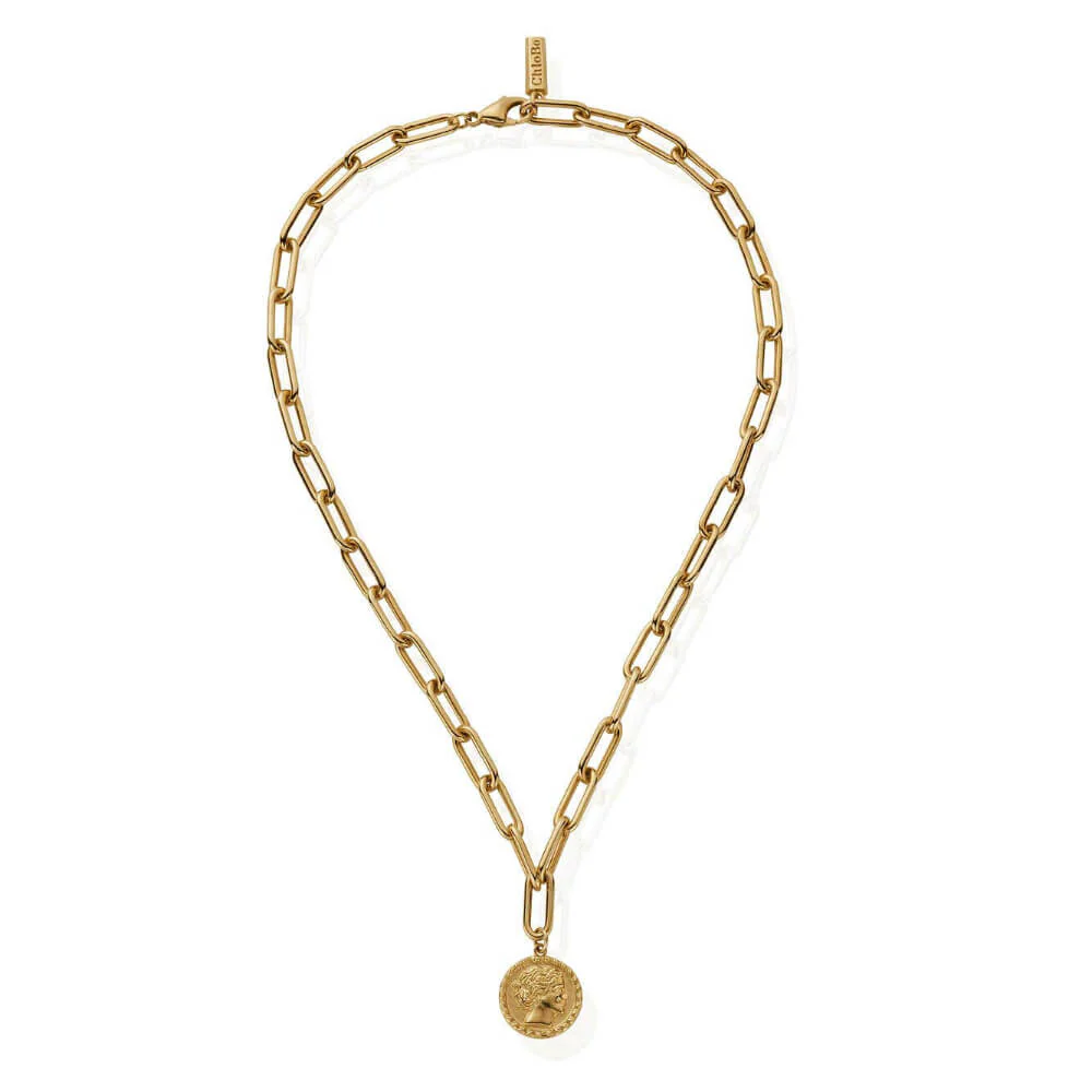ChloBo Gold Medium Link Aphrodite Goddess Necklace