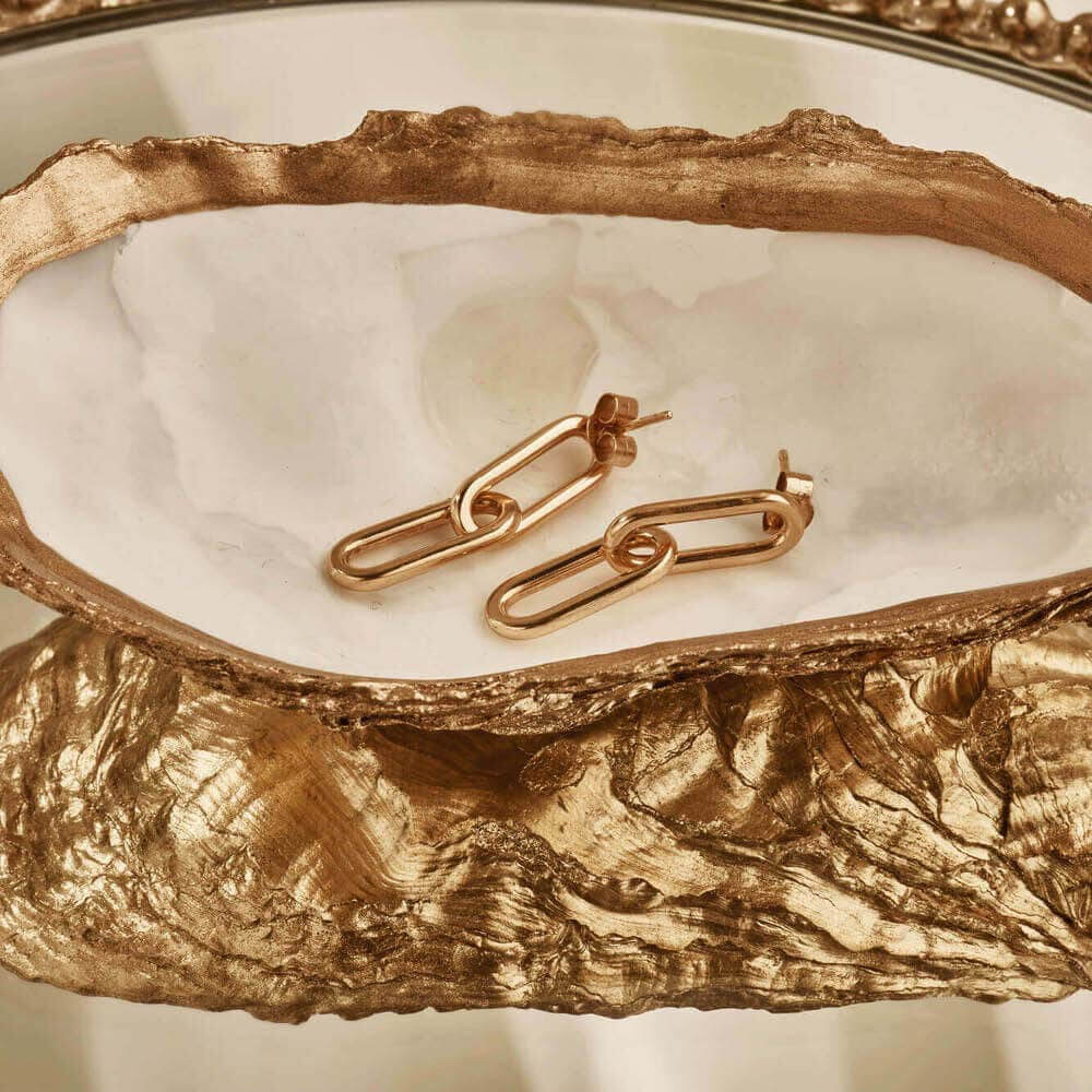 ChloBo Gold Medium Two Link Earrings - Image 2