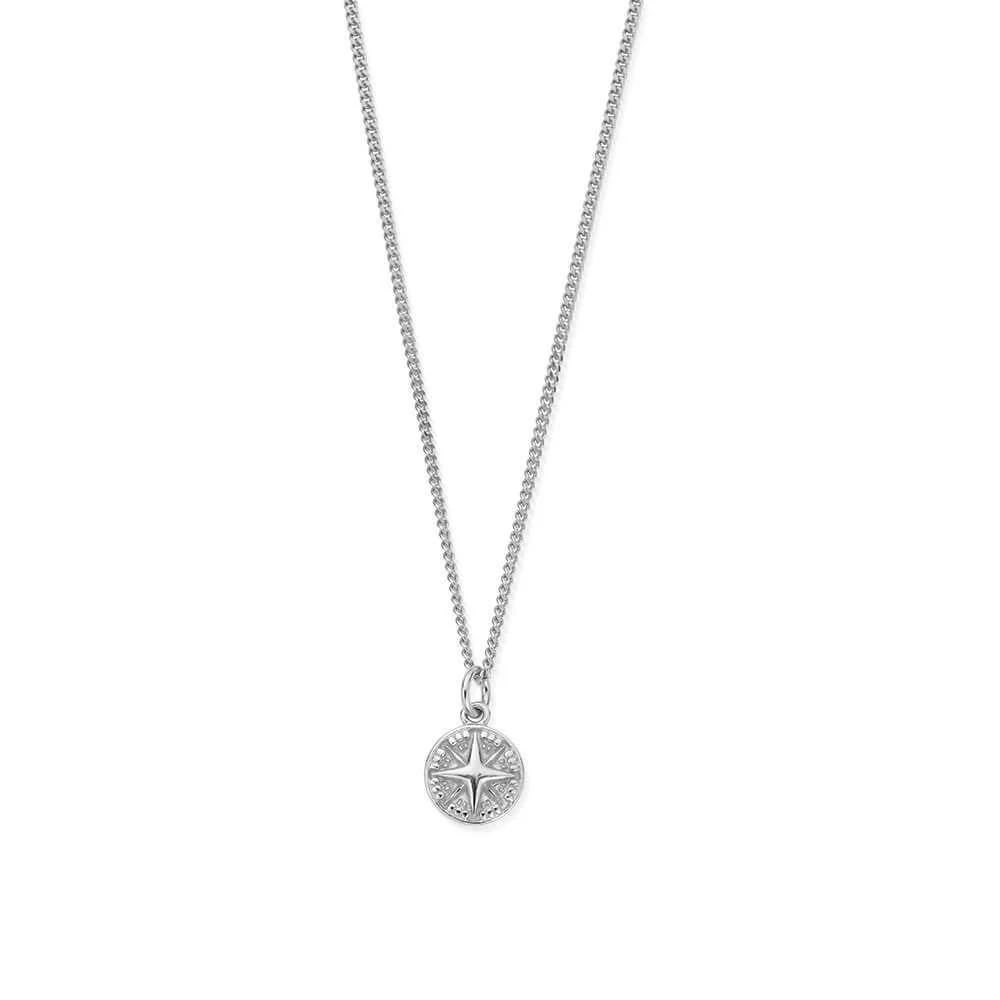ChloBo Men's
Silver
Curb Chain Compass Necklace