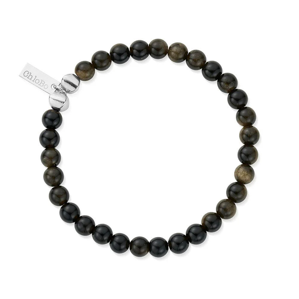 ChloBo Men's
Silver
Golden Obsidian Bracelet