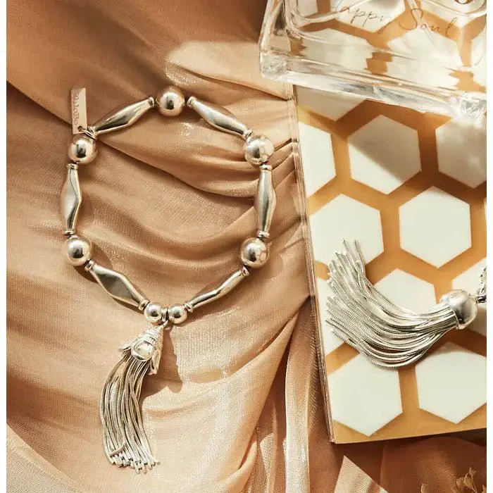 ChloBo Silver Chunky Disc Tassel Bracelet - Image 3