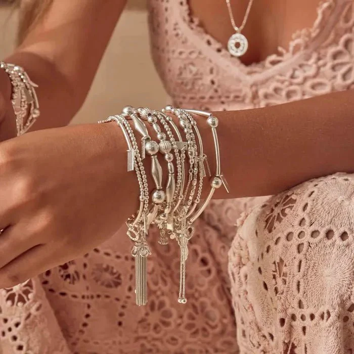 ChloBo Silver Chunky Disc Tassel Bracelet - Image 4