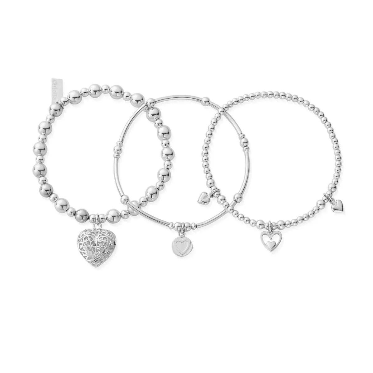 ChloBo Silver Compassion Set Of 3 Love Bracelets