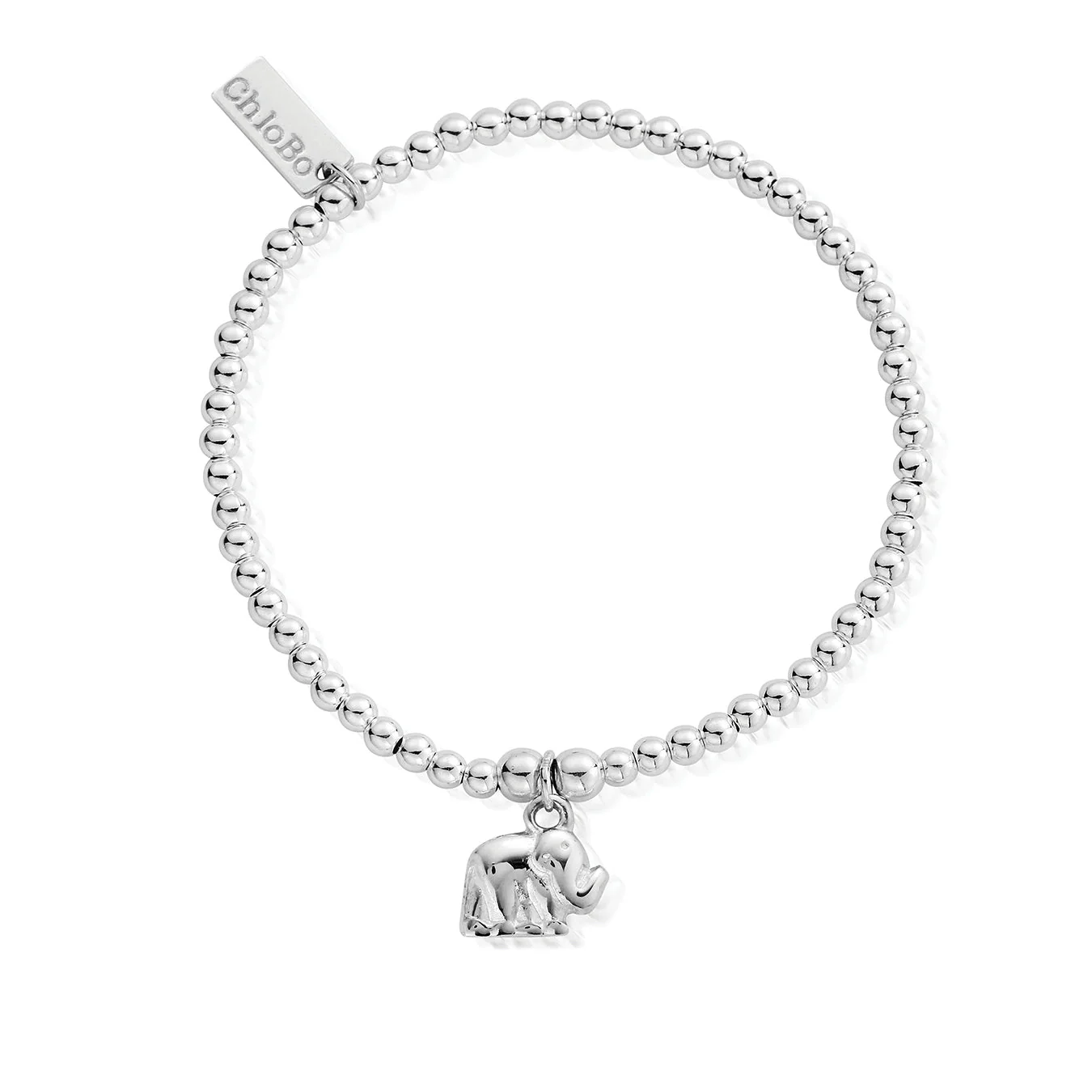 ChloBo Silver Cute Charm Elephant Bracelet