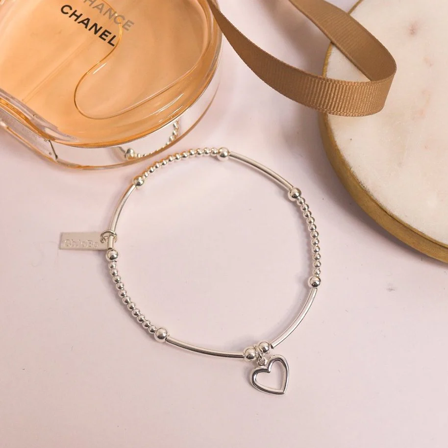 ChloBo Silver Cute Mini Open Heart Charm Bracelet - Image 2