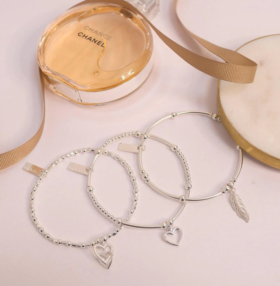 ChloBo Silver Cute Mini Open Heart Charm Bracelet - Image 3