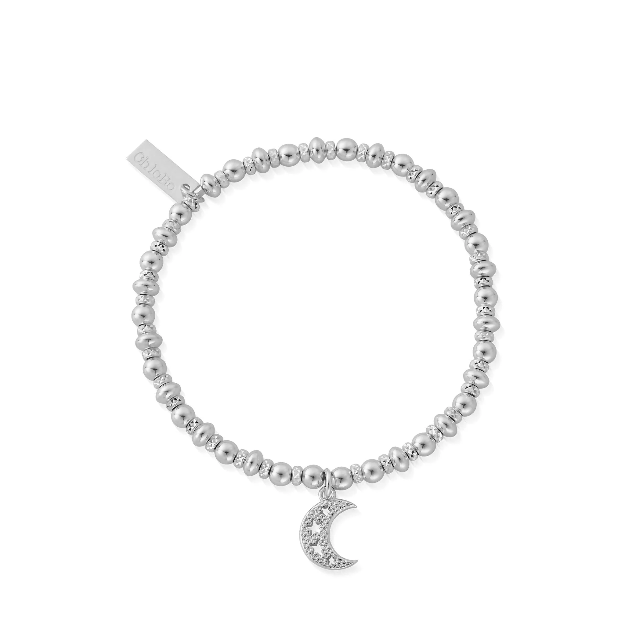ChloBo Silver Didi Sparkle Starry Moon Bracelet