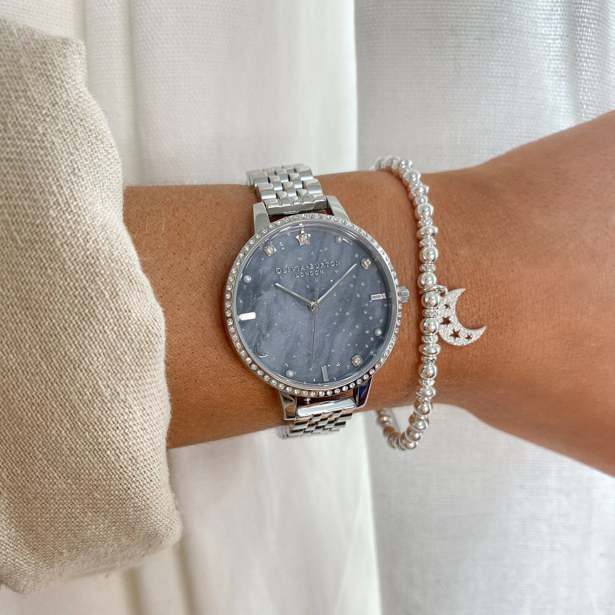 ChloBo Silver Didi Sparkle Starry Moon Bracelet - Image 3
