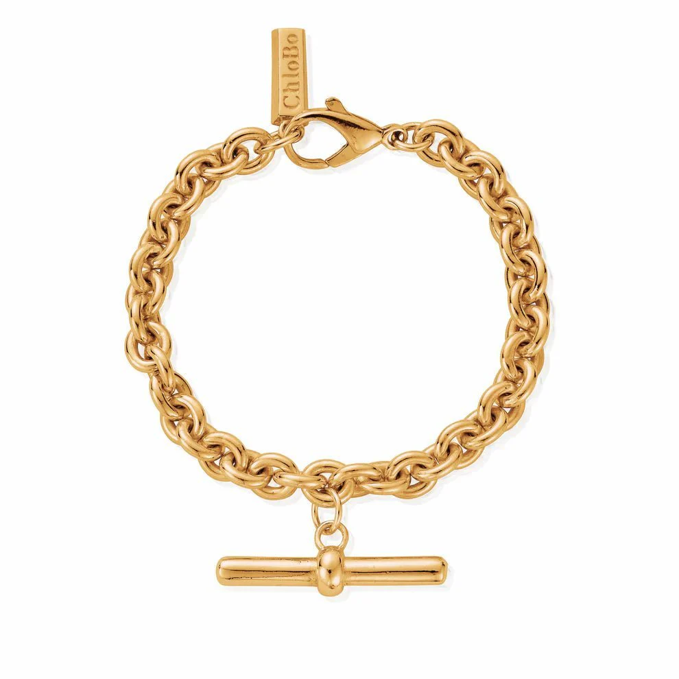 ChloBo Gold Anchor Chain T-Bar Bracelet