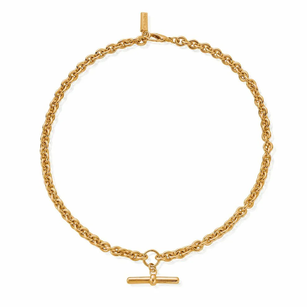 ChloBo Gold Anchor Chain T-Bar Necklace
