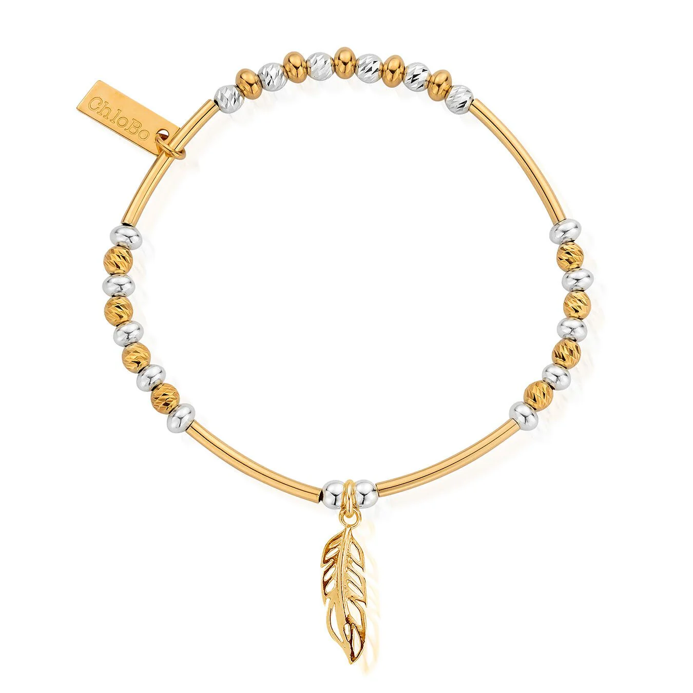 ChloBo Gold and Silver Sparkle Filigree Feather Bracelet