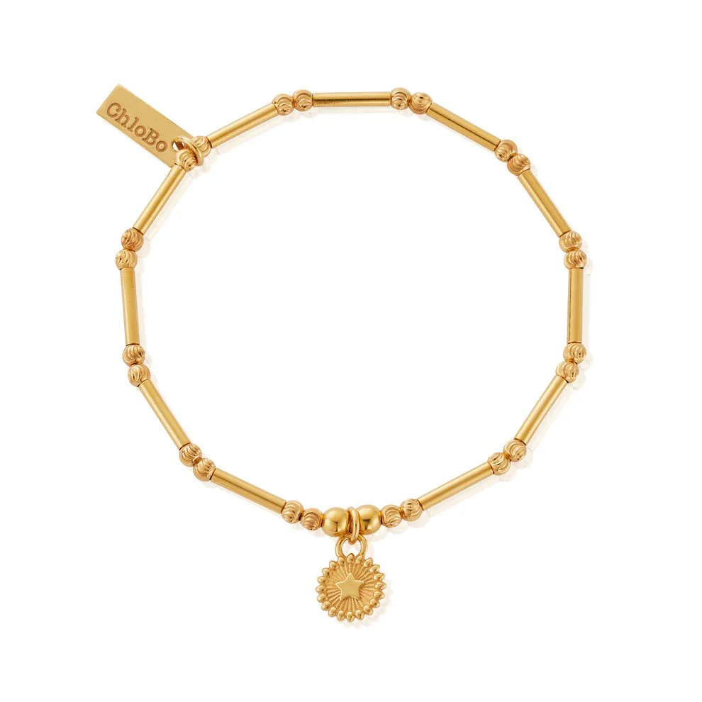 ChloBo Gold Dainty Moon Cut Star Bracelet
