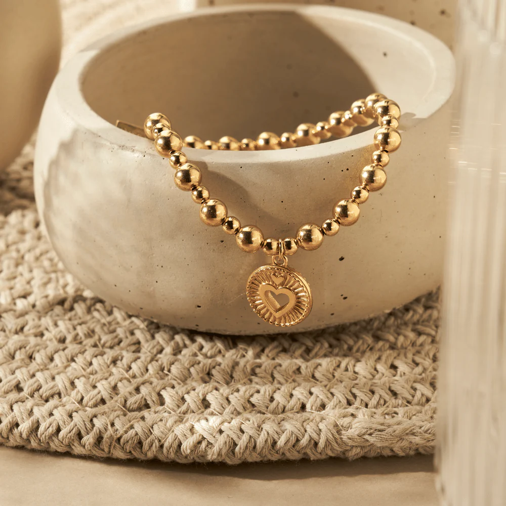 Chlobo Gold Mini Small Ball Guiding Heart Bracelet - Image 2