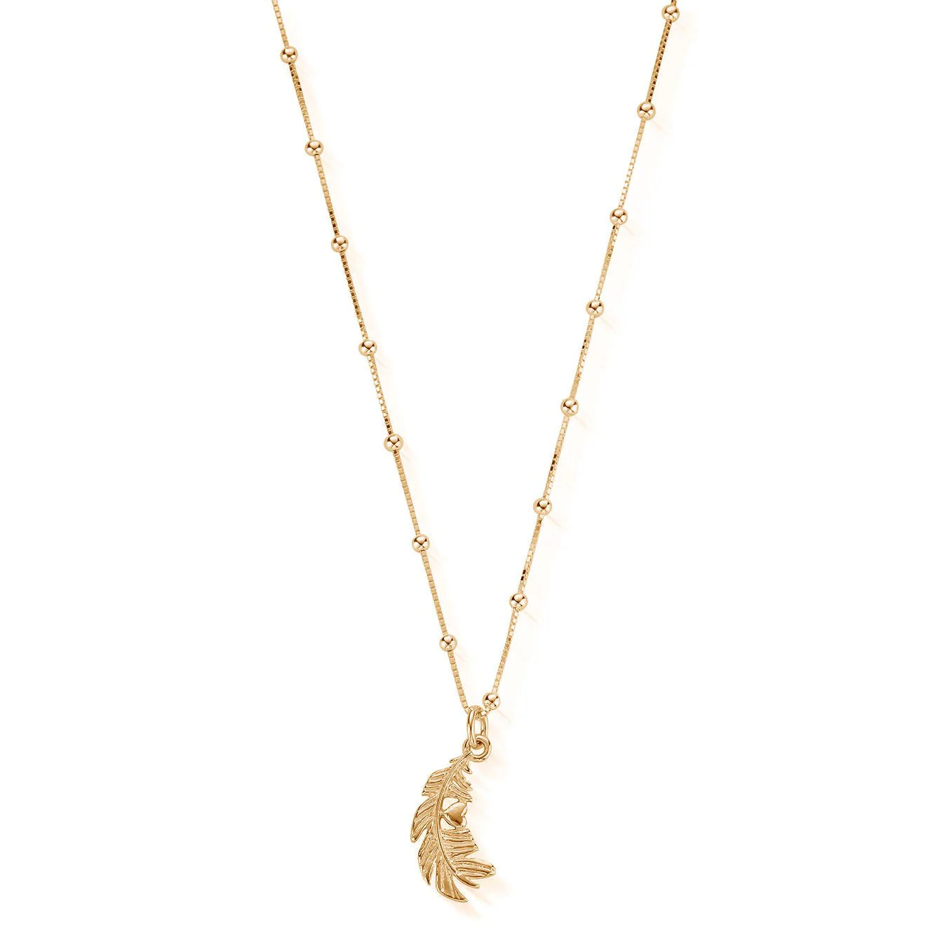ChloBo Gold Feather with Heart Newbie Necklace