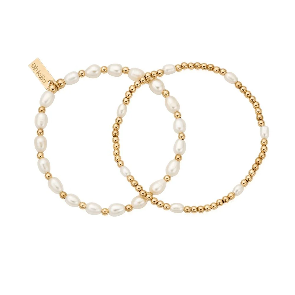 Chlobo Gold Pearl Set of 2 Bracelets