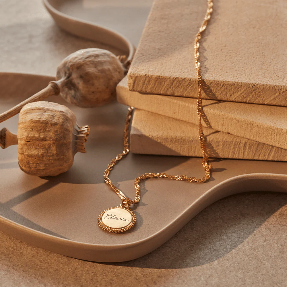 ChloBo Gold Personalised Moon Coin Necklace - Image 2