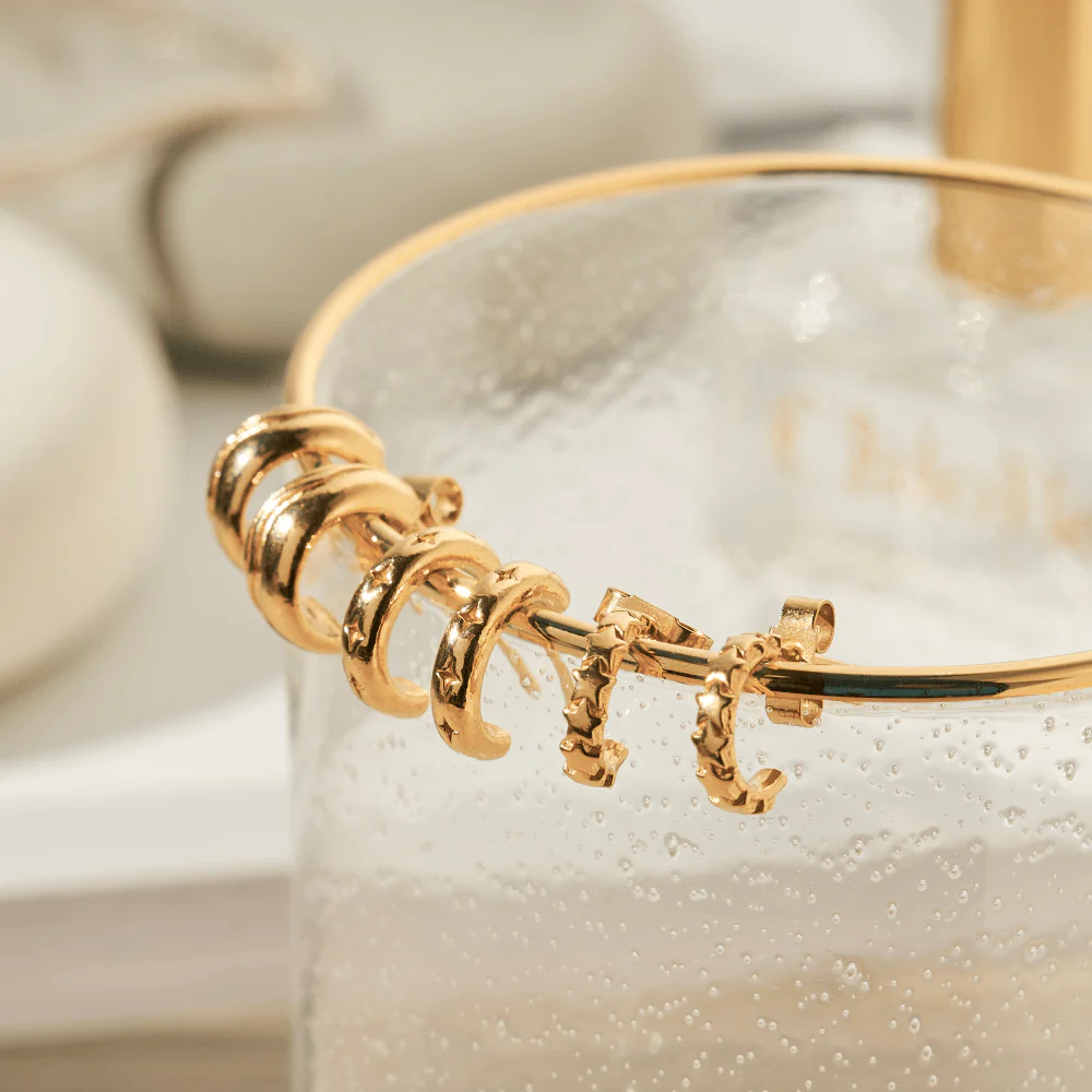 Chlobo Gold Tiny Star Huggie Hoop Earrings - Image 3