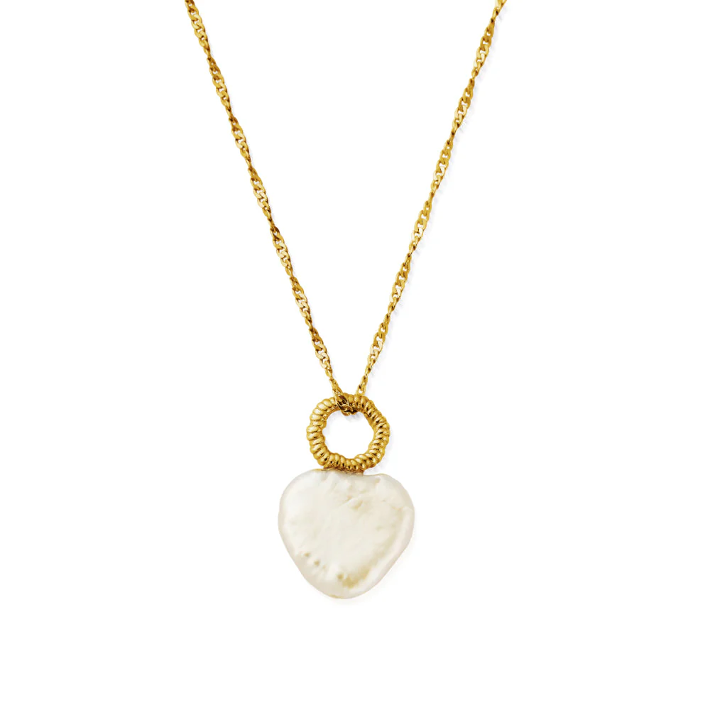 ChloBo Gold Tiny Twisted Rope Chain Lucky Pearl Necklace