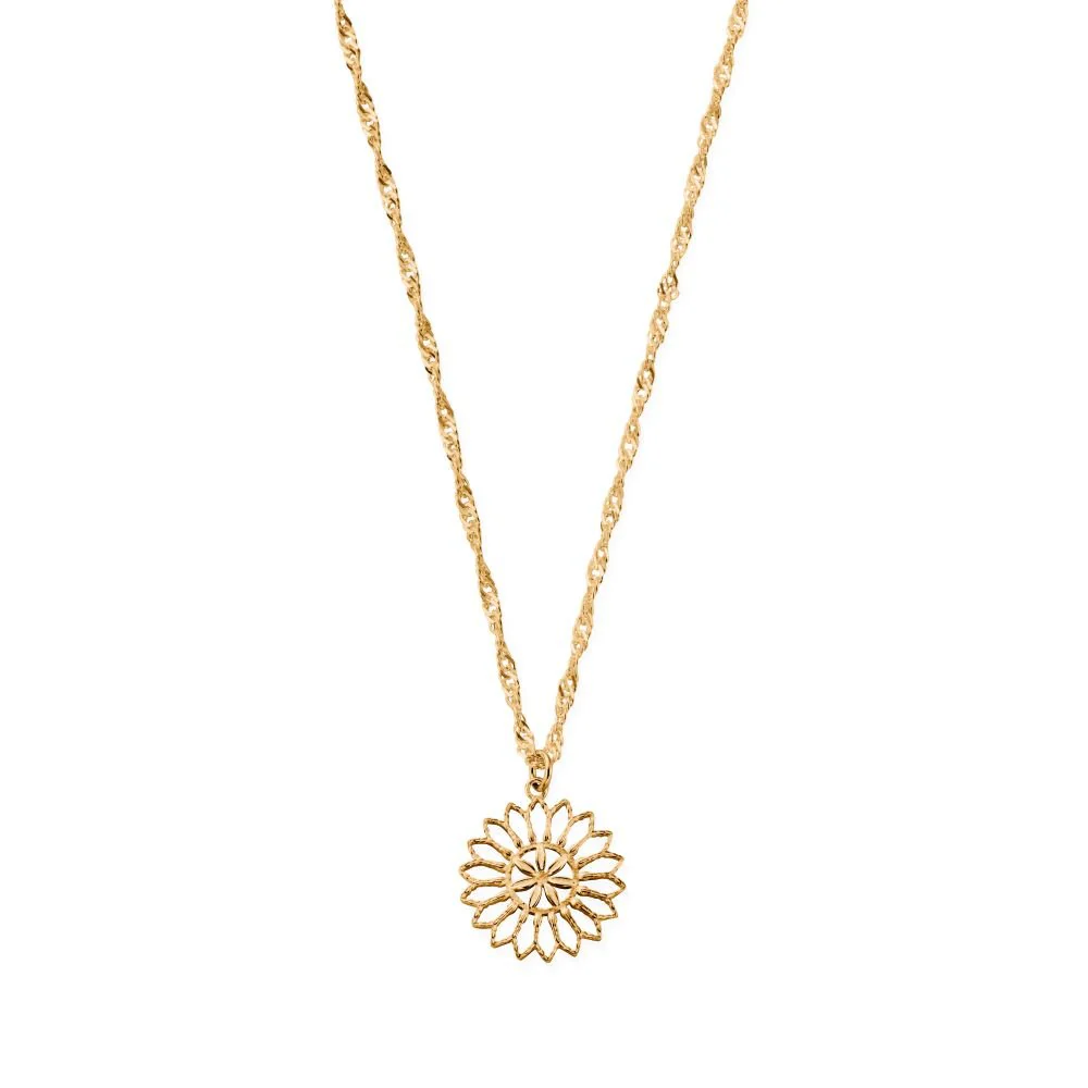Chlobo Gold Twisted Rope Chain Flower Mandala Necklace