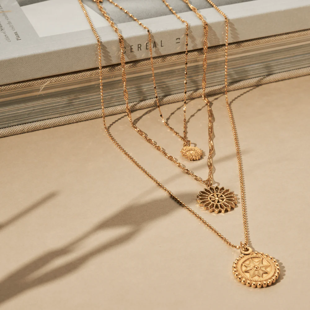 Chlobo Gold Twisted Rope Chain Flower Mandala Necklace - Image 2