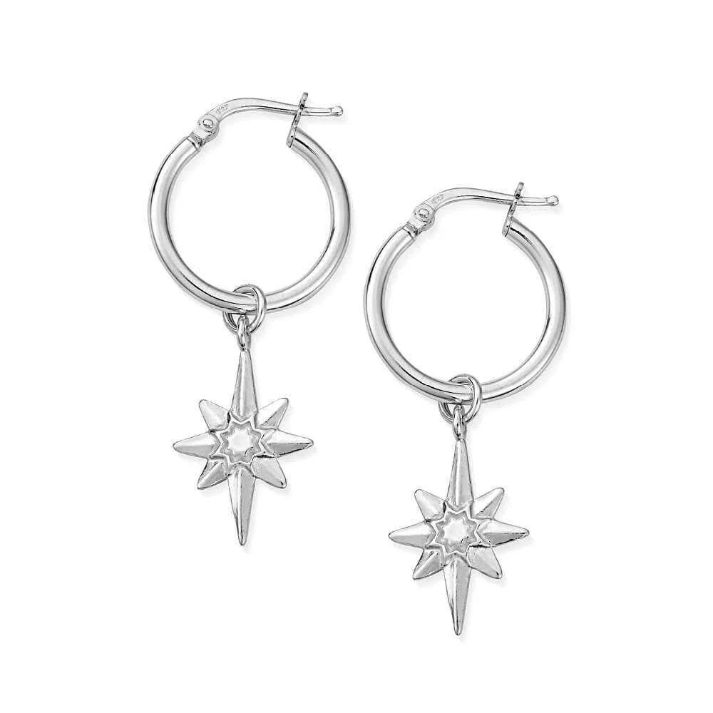 ChloBo Silver Lucky Star Hoop Earrings