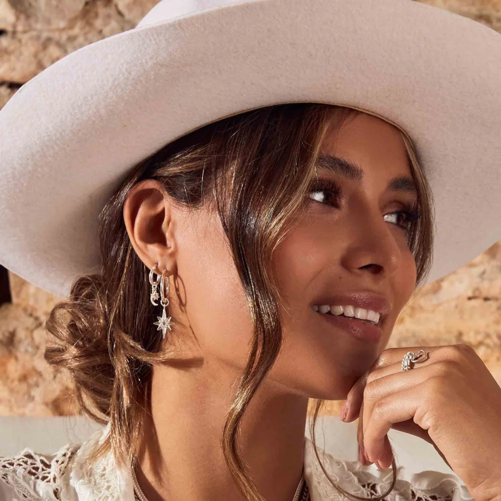 ChloBo Silver Lucky Star Hoop Earrings - Image 3