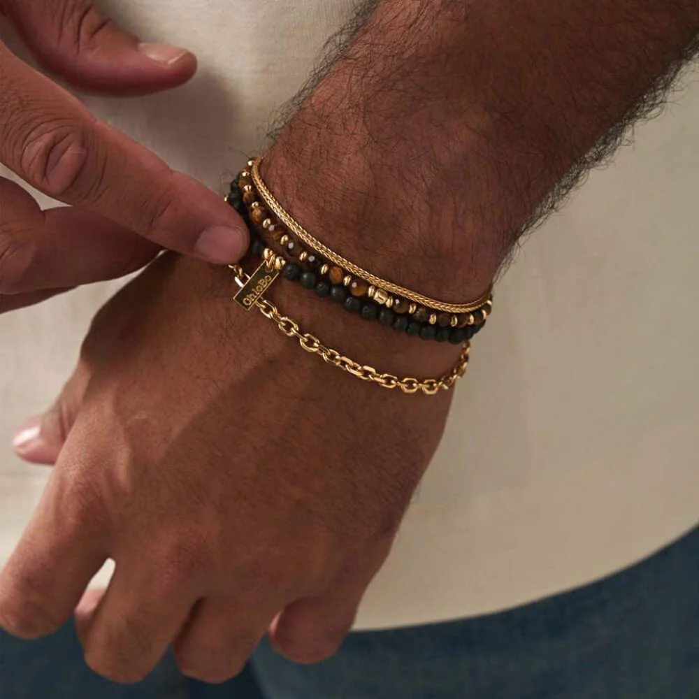 ChloBo Men's
Gold Black Lava & Tiger's Eye Set Of 2 - Image 4