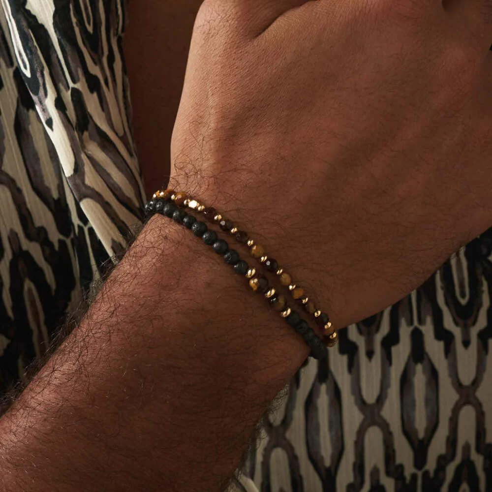 ChloBo Men's
Gold Black Lava & Tiger's Eye Set Of 2 - Image 5
