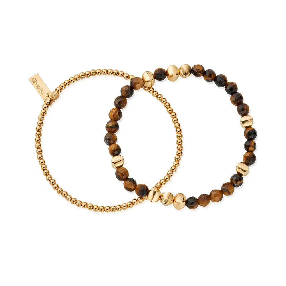 ChloBo Men's
Gold Tiger's Eye Urban Set Of 2