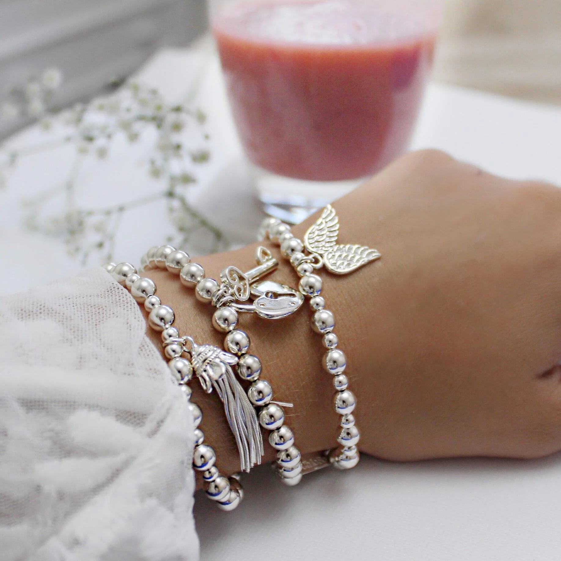 ChloBo Silver Mini Ball Lock & Key Bracelet - Image 2
