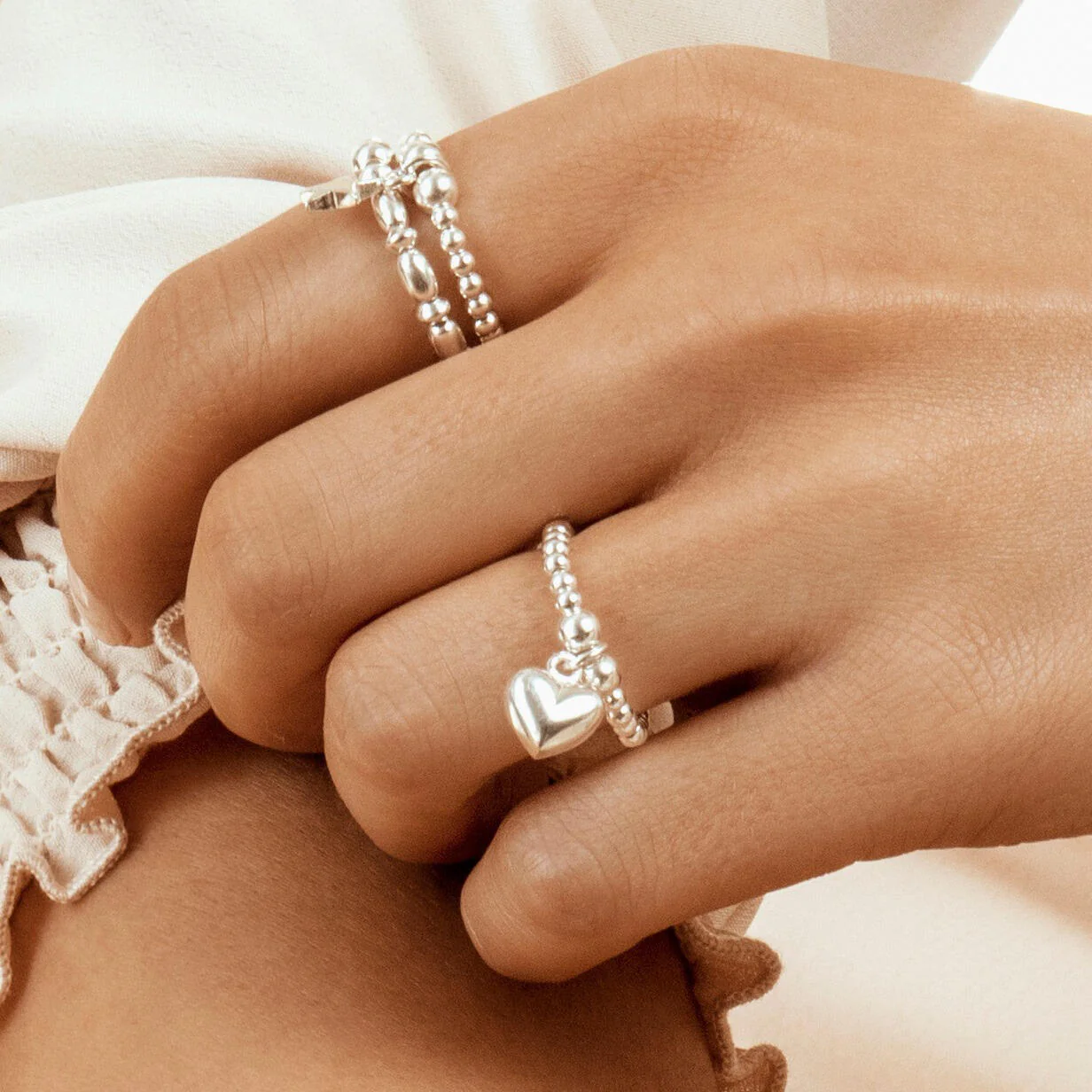 ChloBo Silver Mini Puffed Heart Ring - Image 2