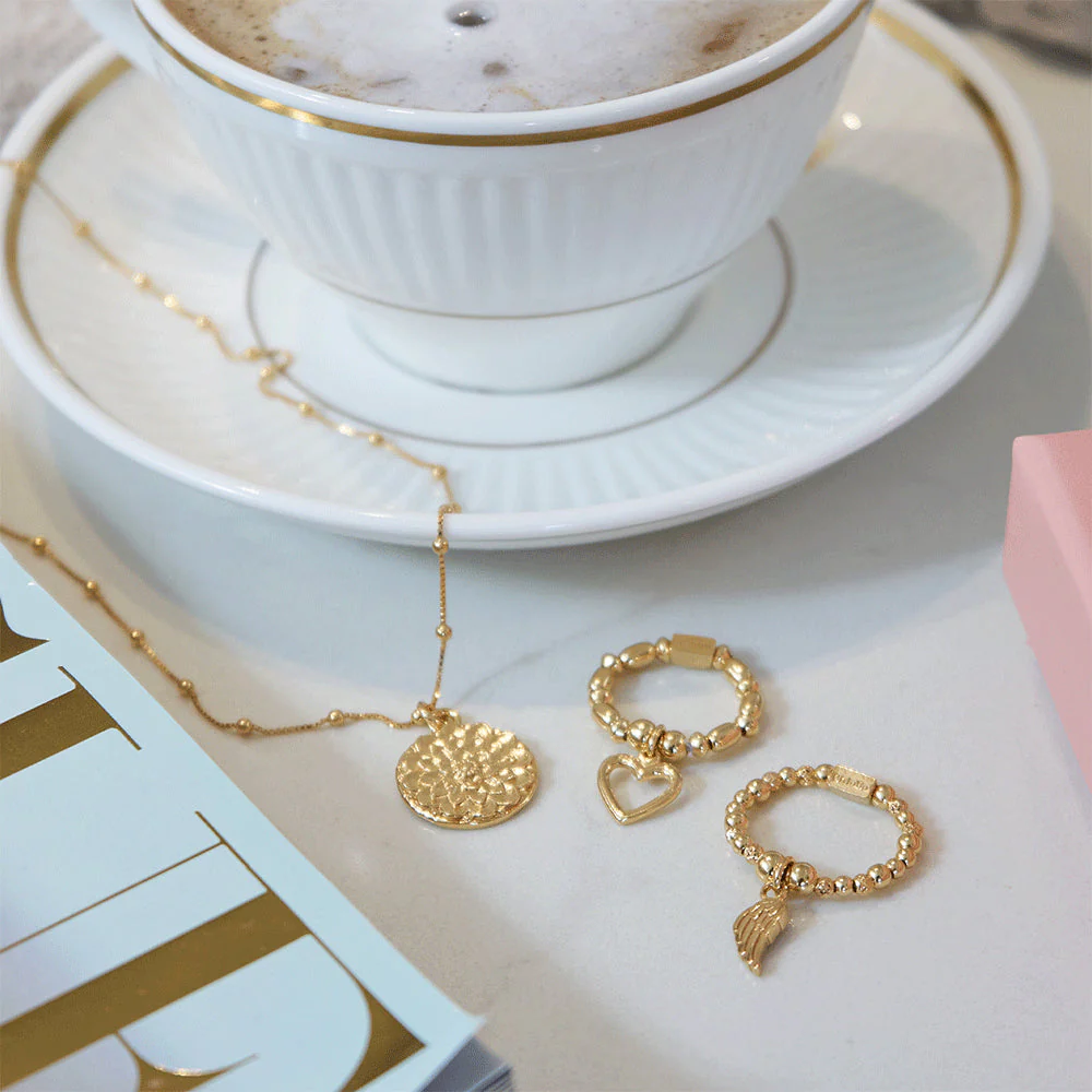 ChloBo Gold Mini Rice Open Heart Ring - Image 3