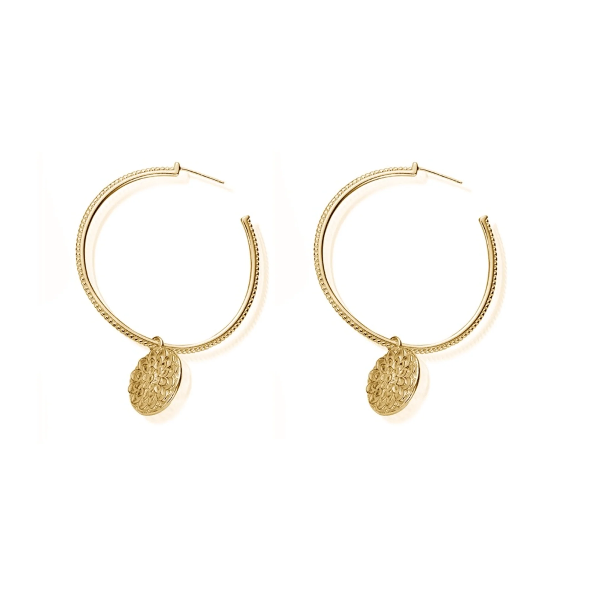 ChloBo Gold Moon Flower Hoop Earrings