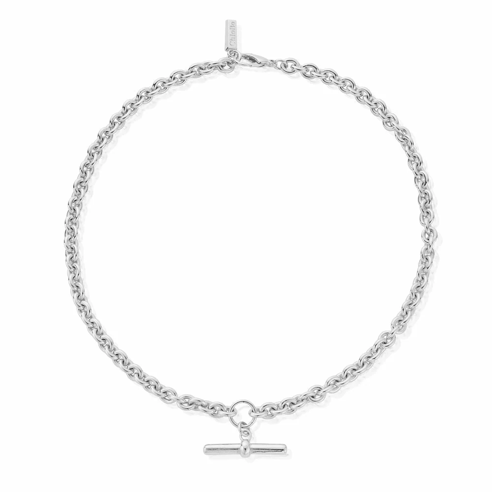 ChloBo Silver Anchor Chain T-Bar Necklace