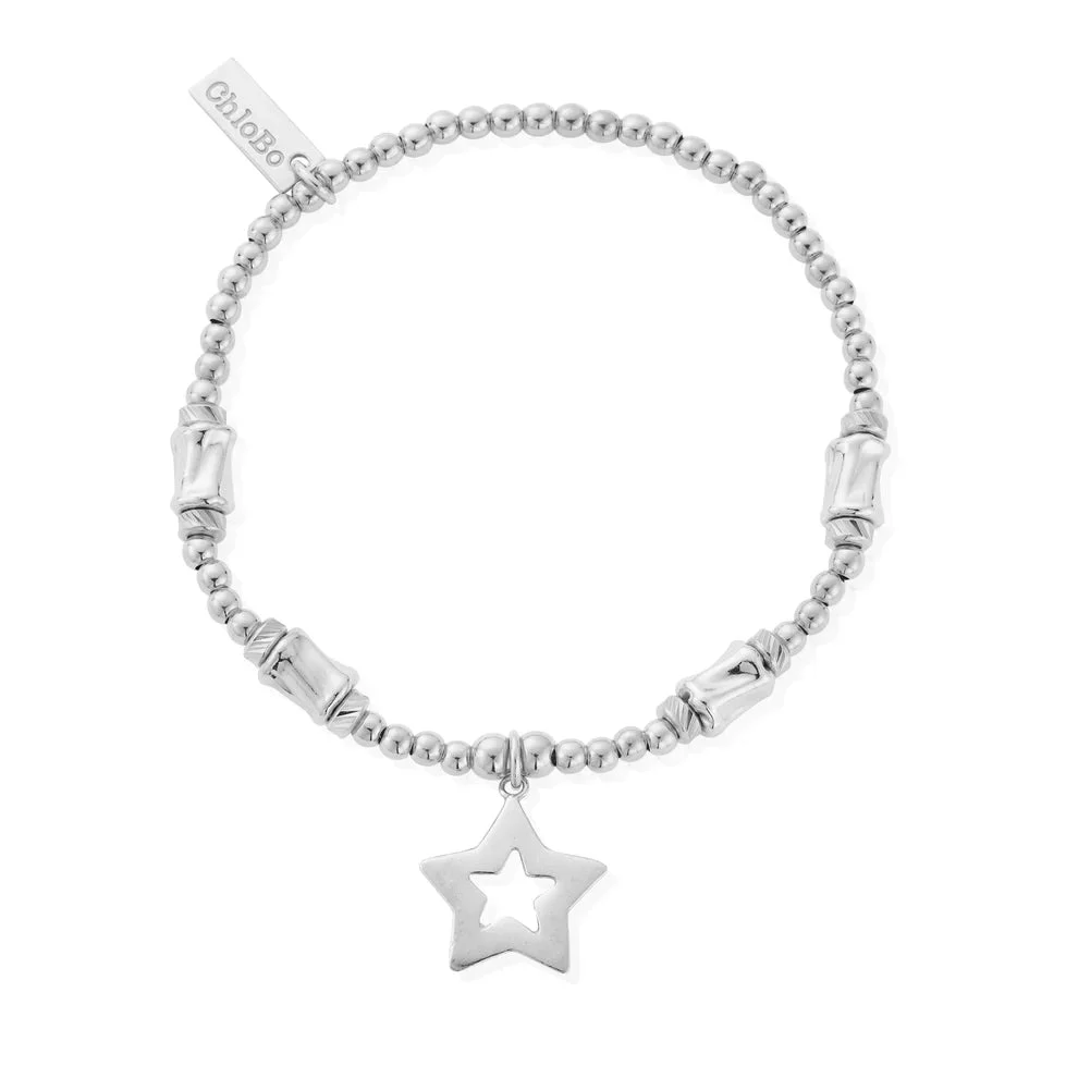 ChloBo Silver Cute Charm Chunky Twist Open Star Bracelet