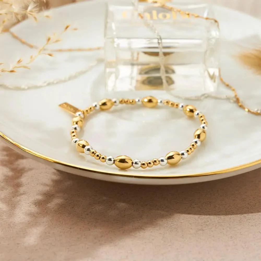 Chlobo Silver and Gold Cute Oval Filler Bracelet - Image 2