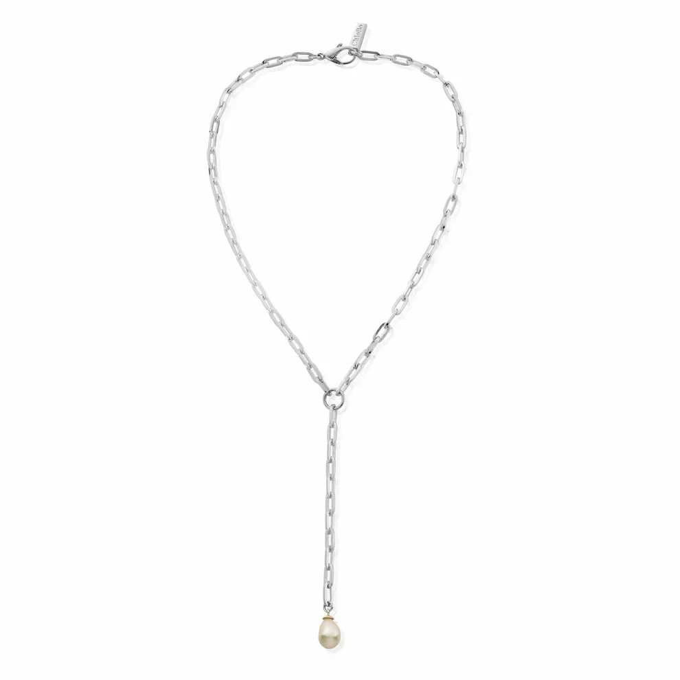 ChloBo Silver Mini Link Pearl Lariat Necklace