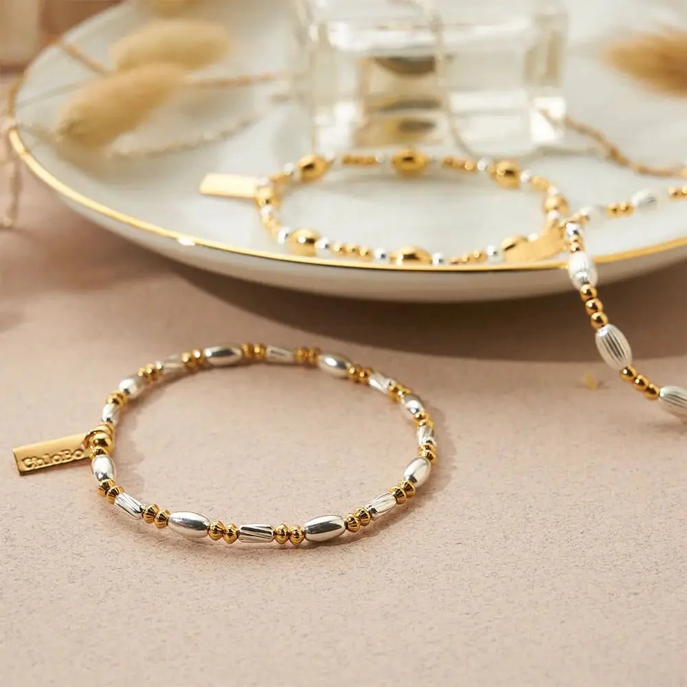 Chlobo Silver and Gold Twisted Oval Bracelet - Image 2