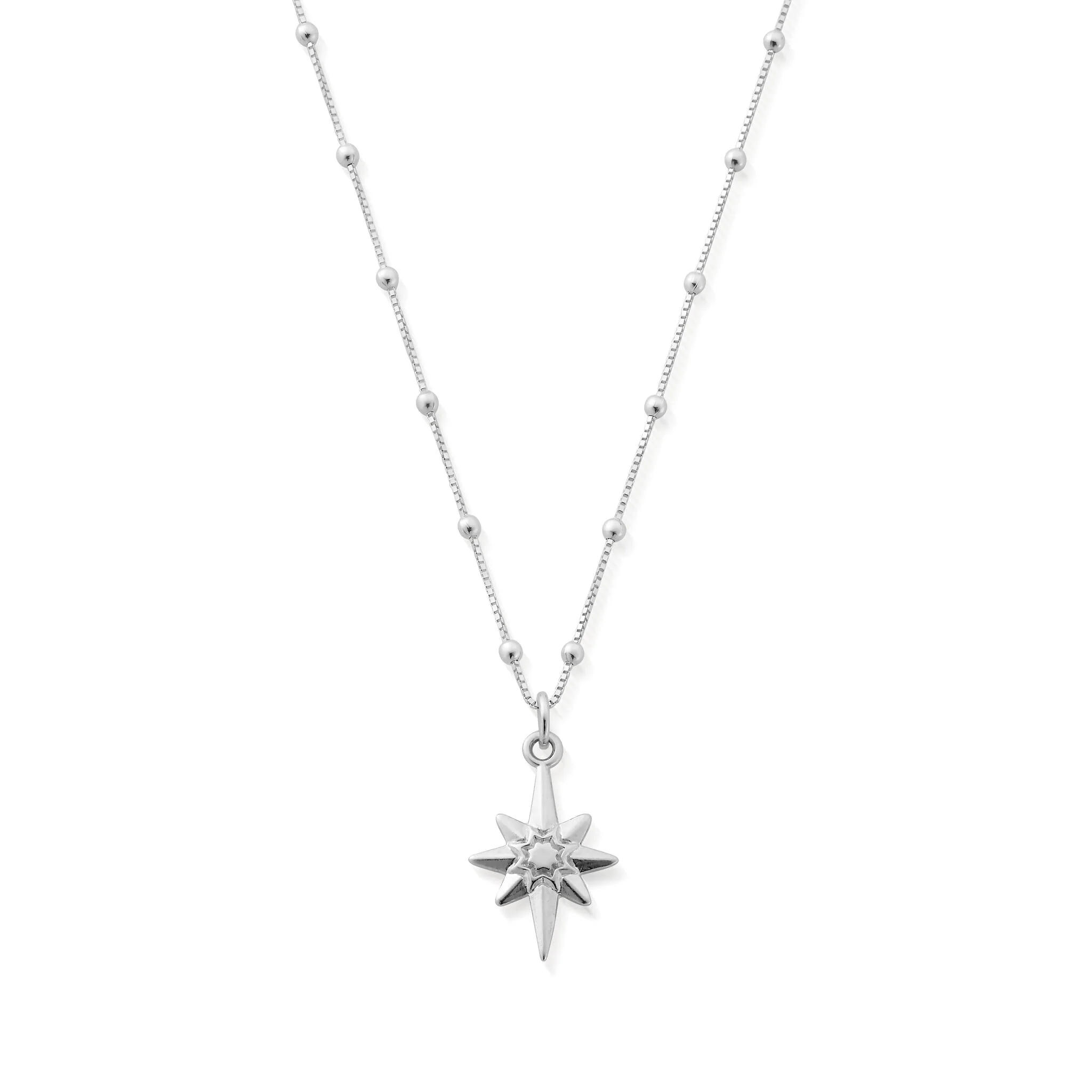 ChloBo Silver Bobble Chain Lucky Star Necklace
